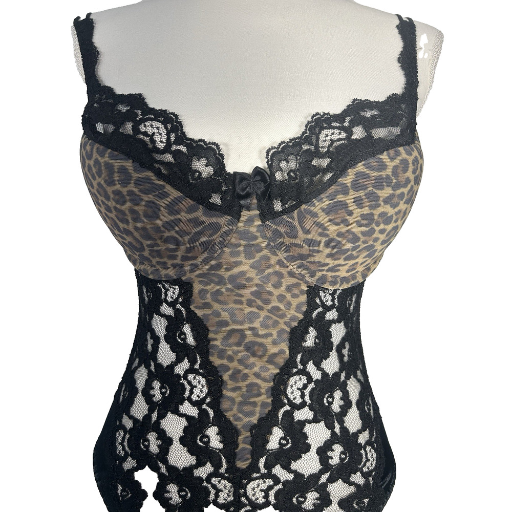 Vintage Victoria's Secret Gold Label Black Lace Bodysuit REN Fare Size 34D - Picture 2 of 8